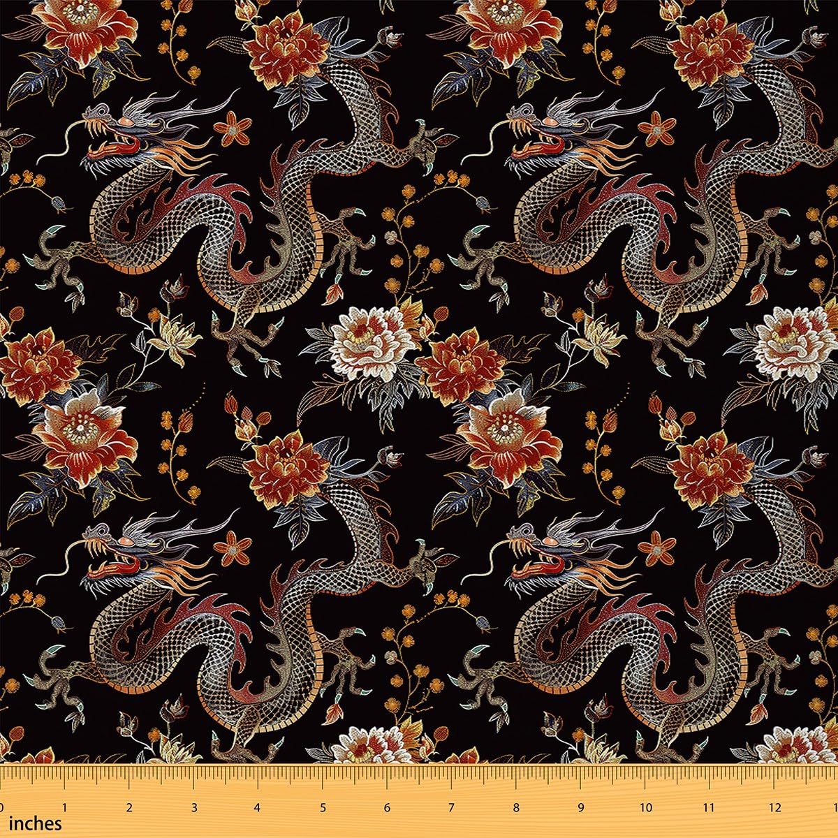 Amazon.com: Feelyou Dragon Fabric by The Yard, Oriental Chinese